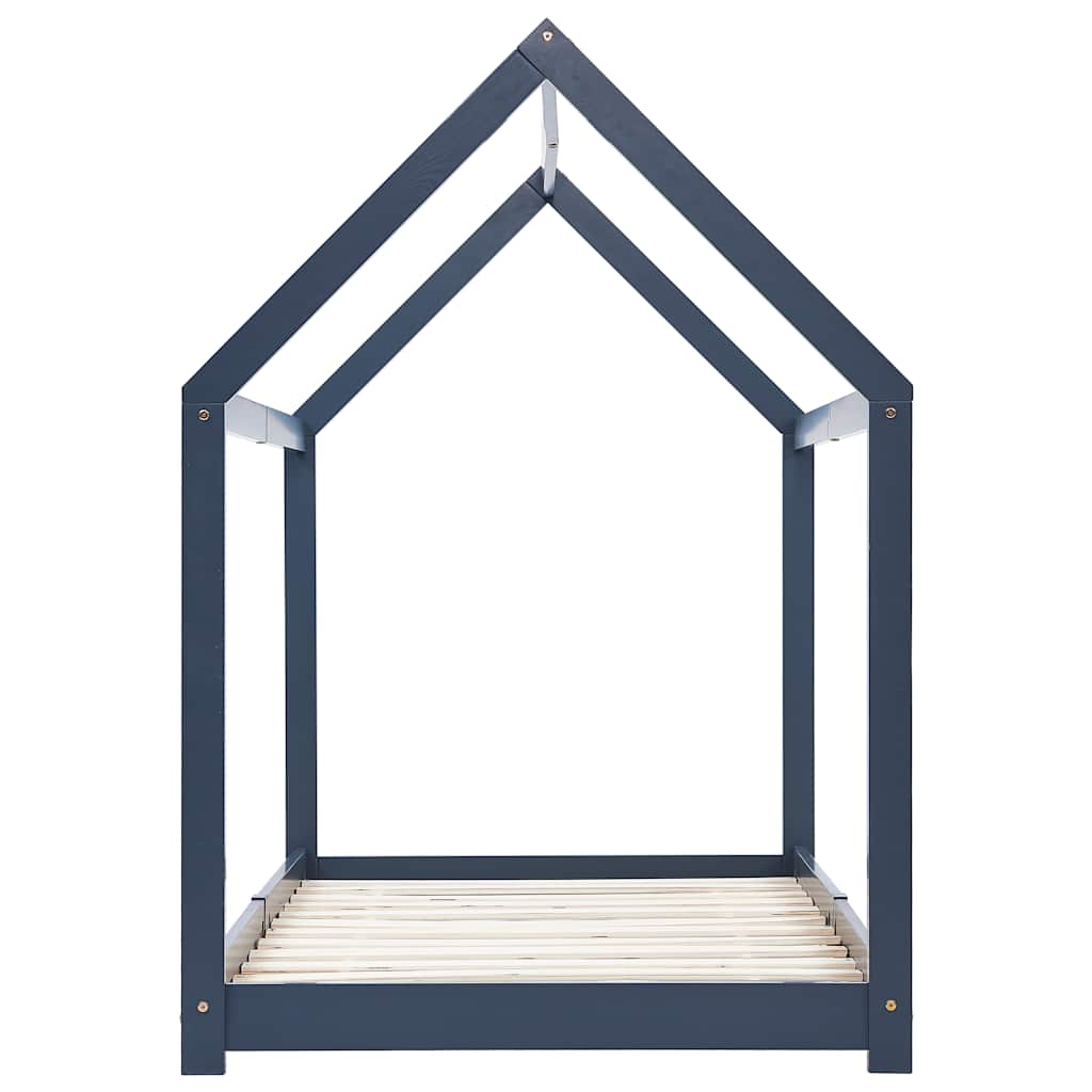 Kids Bed Frame Grey Solid Pine Wood 90x200 cm