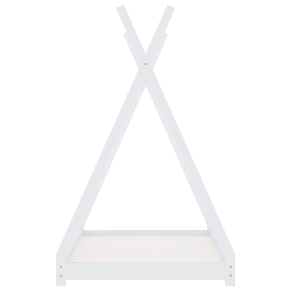 Kids Bed Frame White Solid Pine Wood 90x200 cm