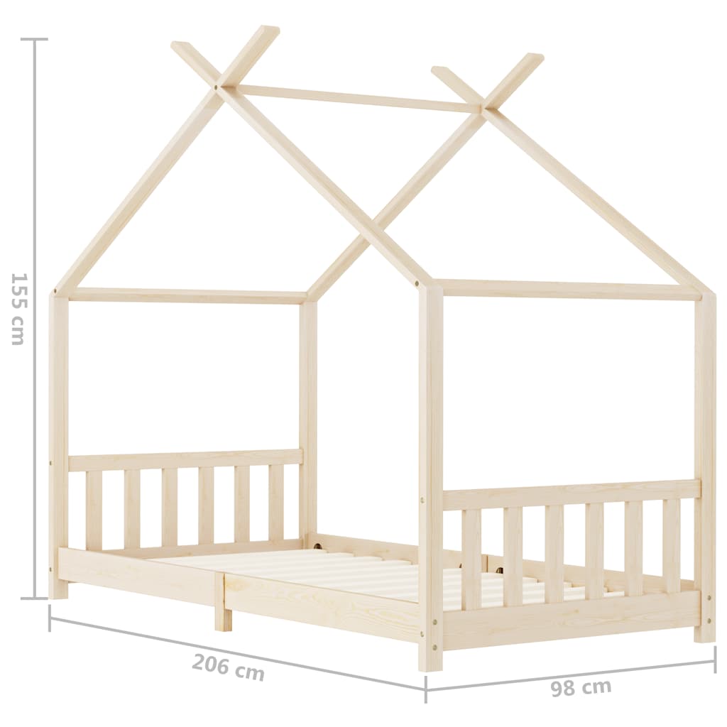 Kids Bed Frame Solid Pine Wood 90x200 cm
