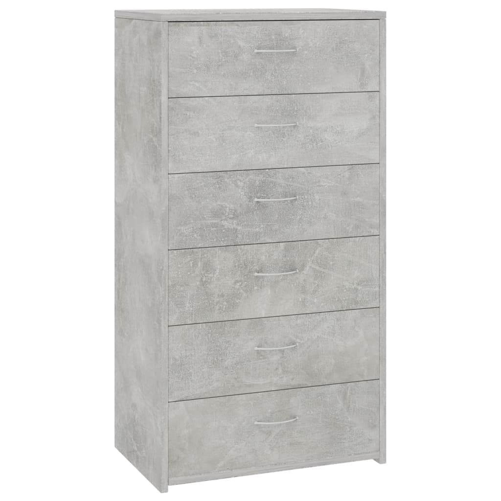 Sideboard with 6 Drawers Concrete Grey 50x34x96 cm Engineered Wood