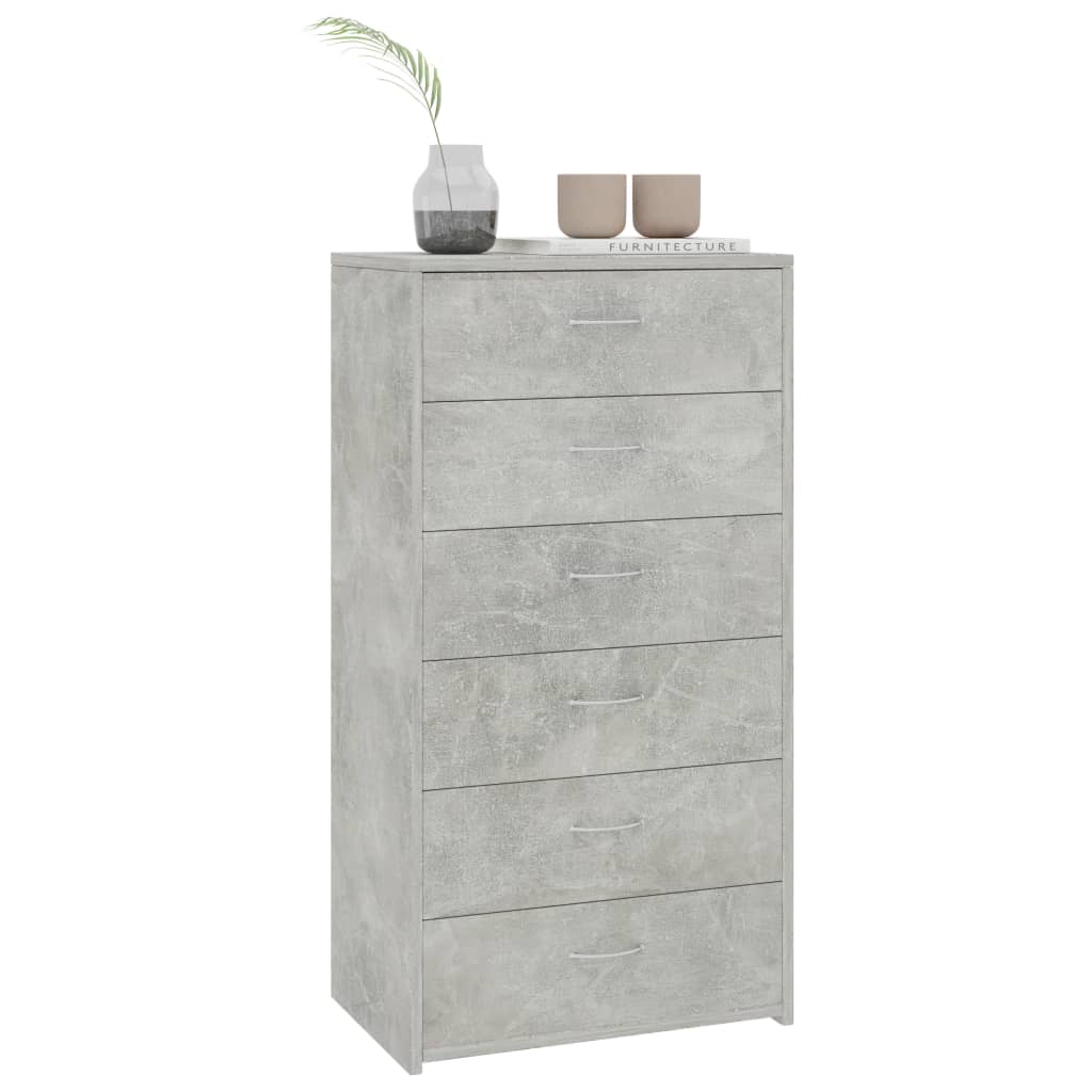 Sideboard with 6 Drawers Concrete Grey 50x34x96 cm Engineered Wood