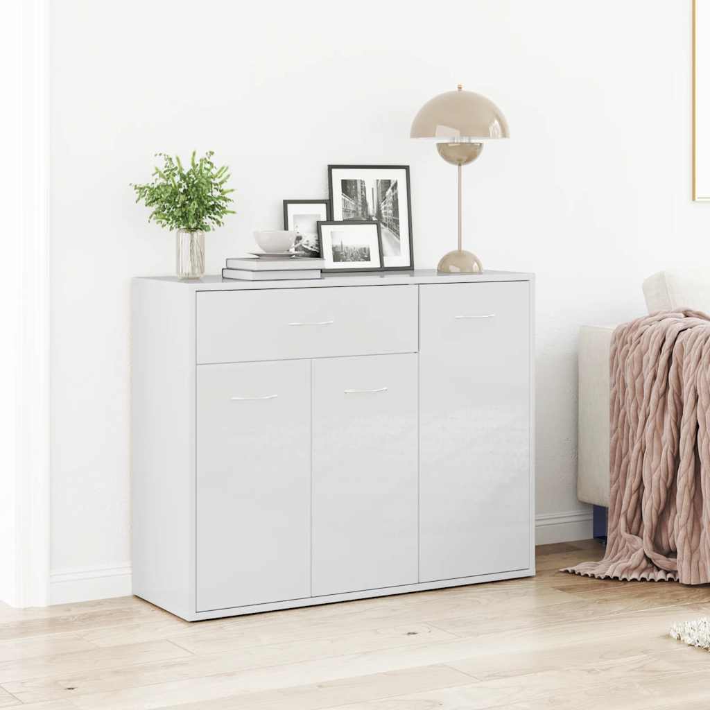 Sideboard High Gloss White 88x30x70 cm Engineered Wood