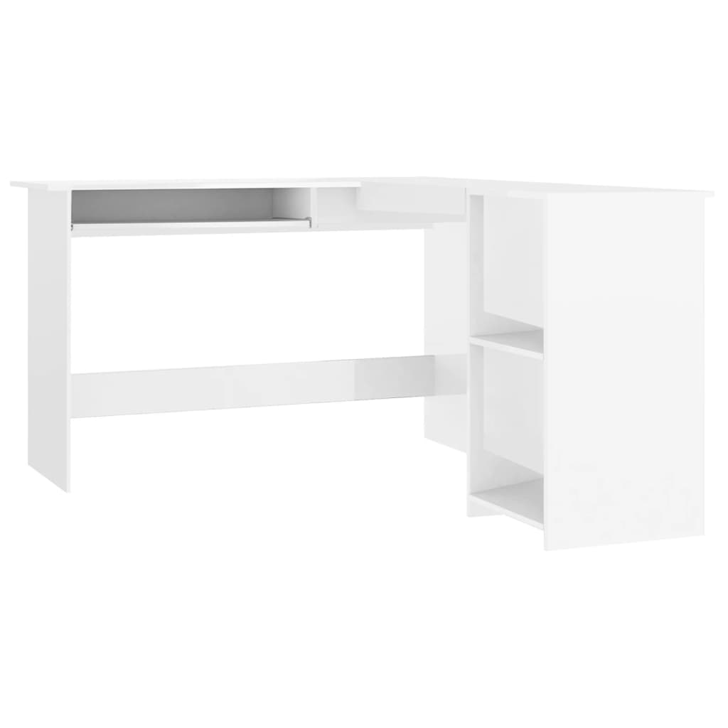 L-Shaped Corner Desk High Gloss White 120x140x75 cm Engineered Wood