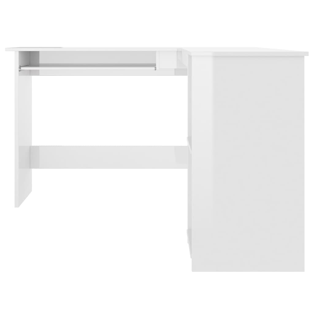 L-Shaped Corner Desk High Gloss White 120x140x75 cm Engineered Wood