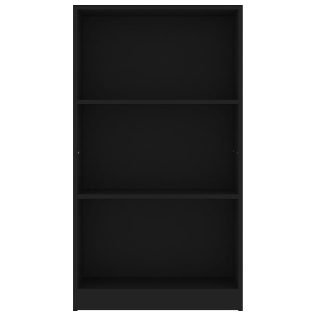 3-Tier Book Cabinet Black 60x24x109 cm Engineered Wood