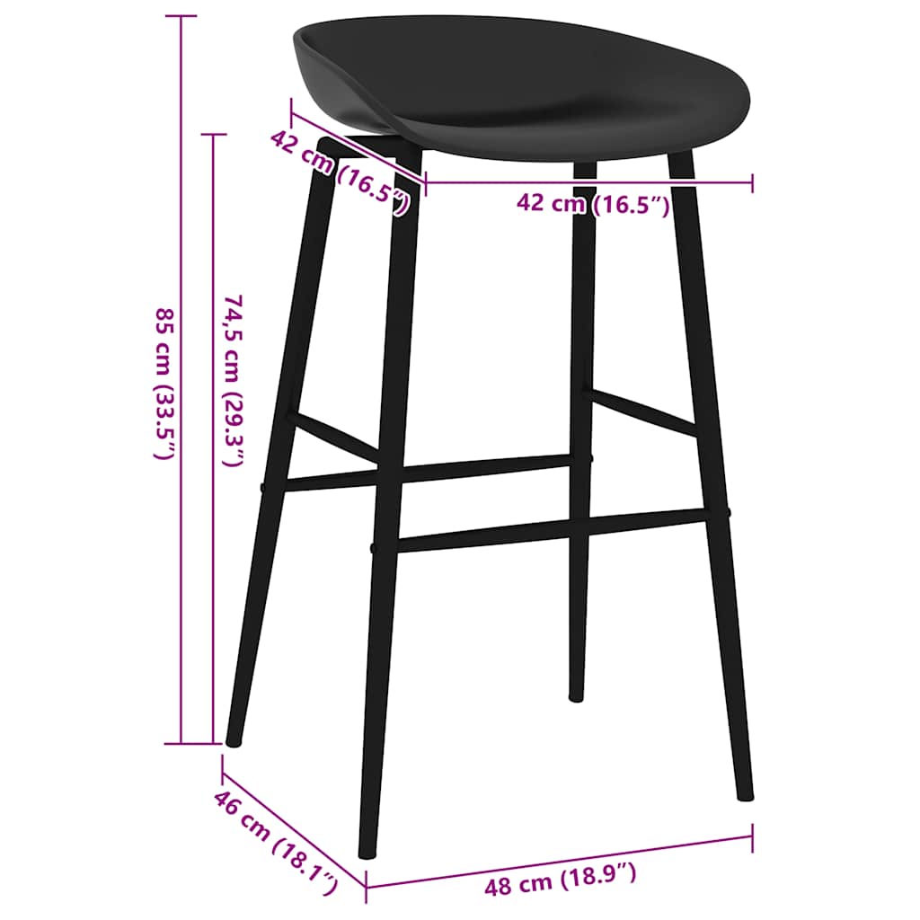 Bar Chairs 2 pcs Black