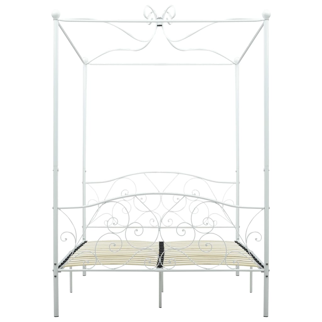 Bed Frame without Mattress with Canopy White 140x200 cm Metal