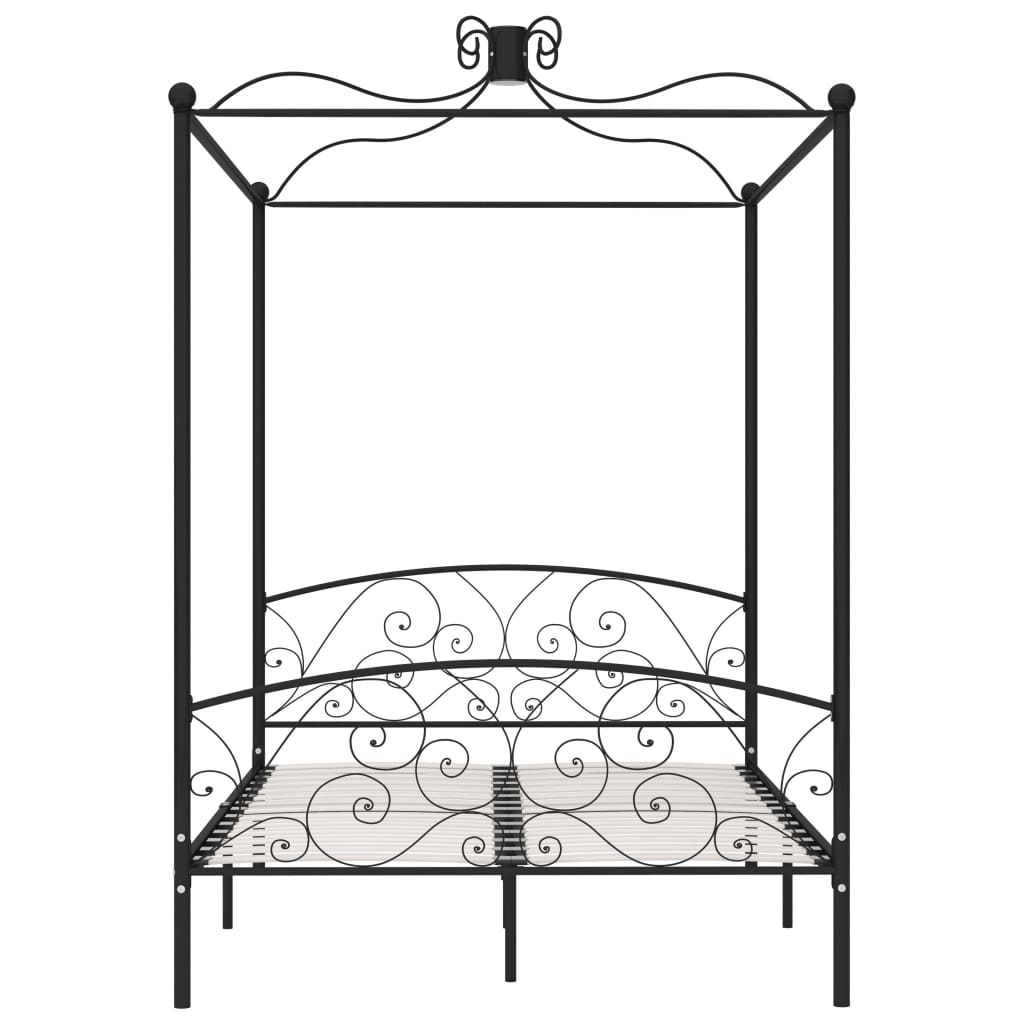 284477 vidaXL Canopy Bed Frame without Mattress Black Metal 140x200 cm