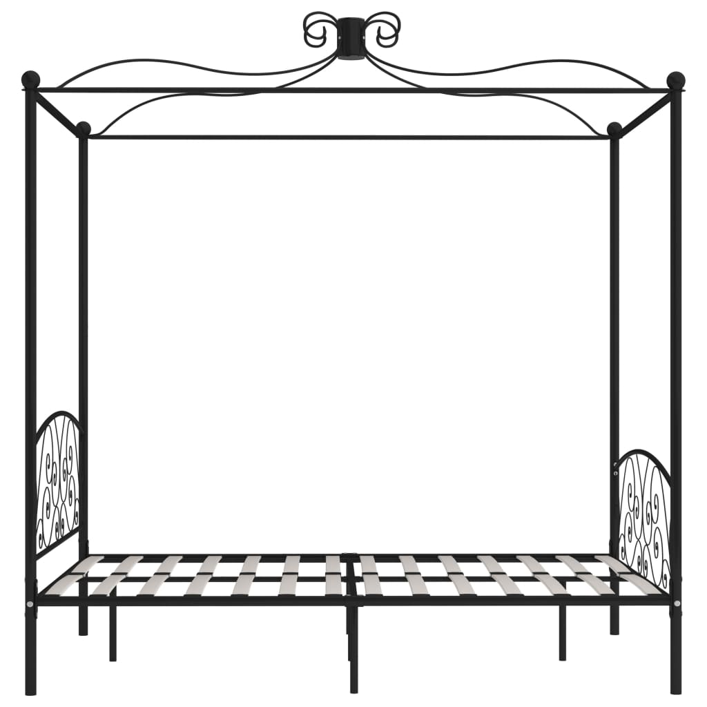 284477 vidaXL Canopy Bed Frame without Mattress Black Metal 140x200 cm