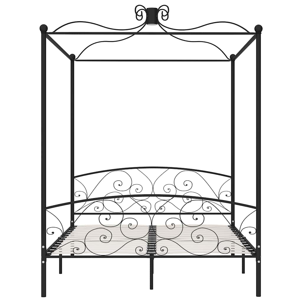 284479 vidaXL Canopy Bed Frame without Mattress Black Metal 180x200 cm Super King