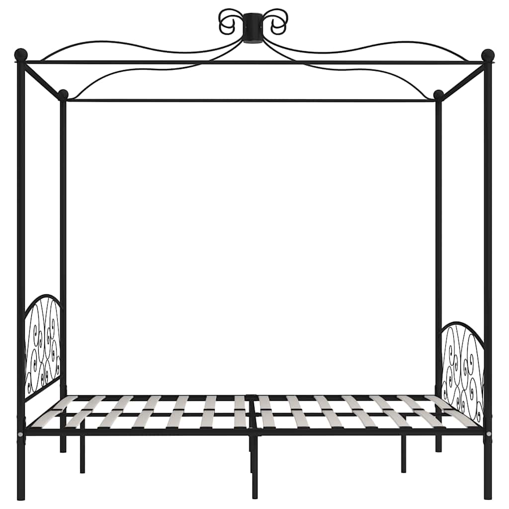 284479 vidaXL Canopy Bed Frame without Mattress Black Metal 180x200 cm Super King