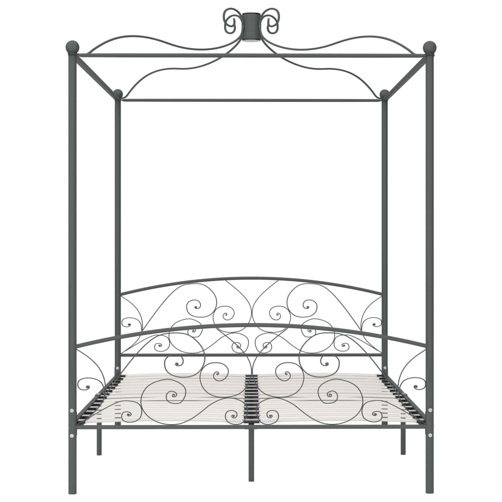 284484 vidaXL Canopy Bed Frame without Mattress Grey Metal 160x200 cm