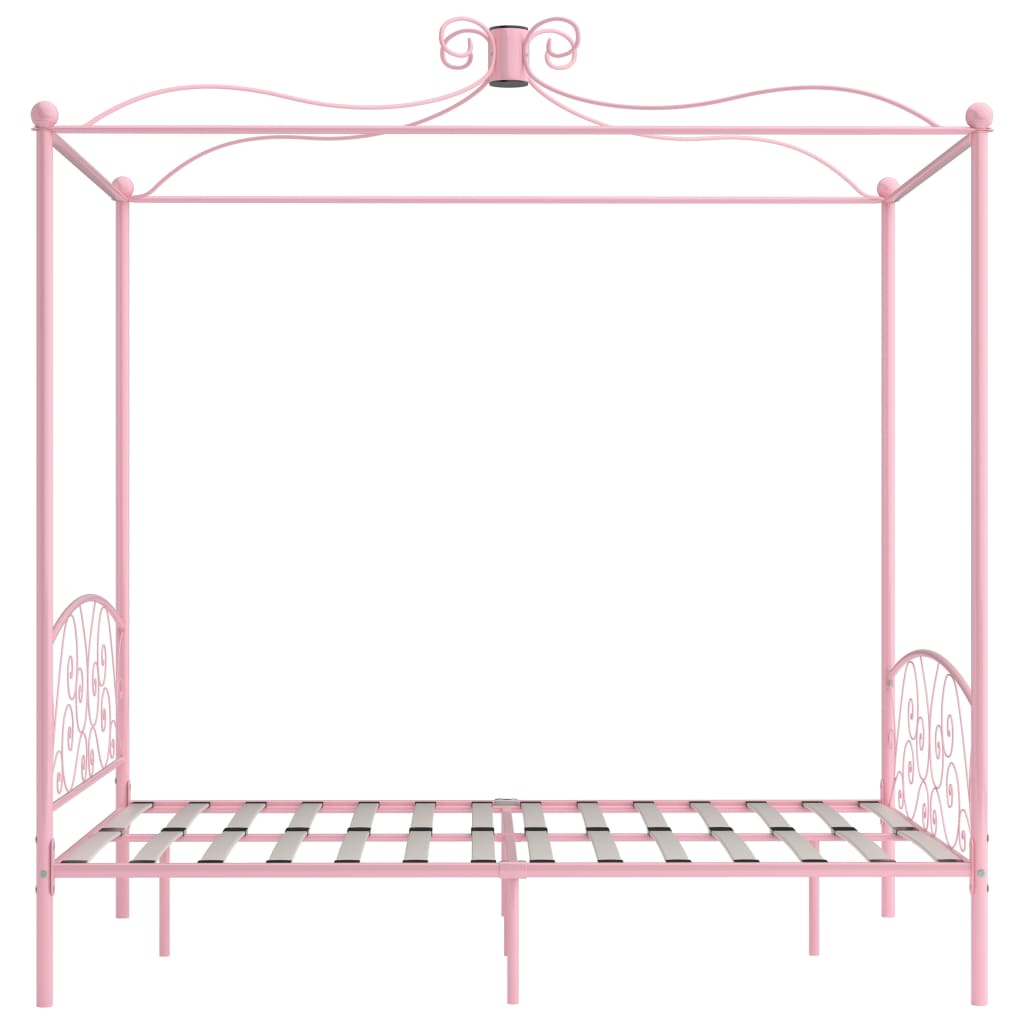 284488 vidaXL Canopy Bed Frame without Mattress Pink Metal 120x200 cm