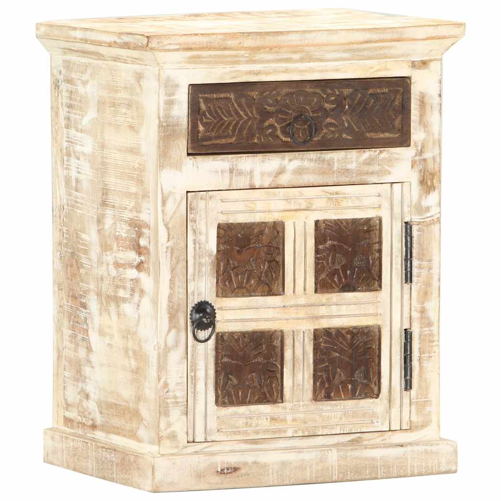 Bedside Cabinet White 40x30x50 cm Solid Mango Wood