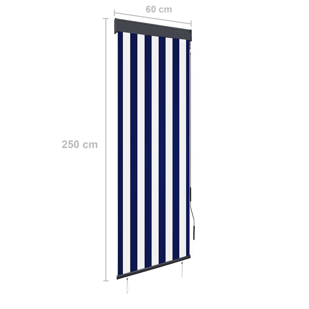 Outdoor Roller Blind 60x250 cm Blue and White