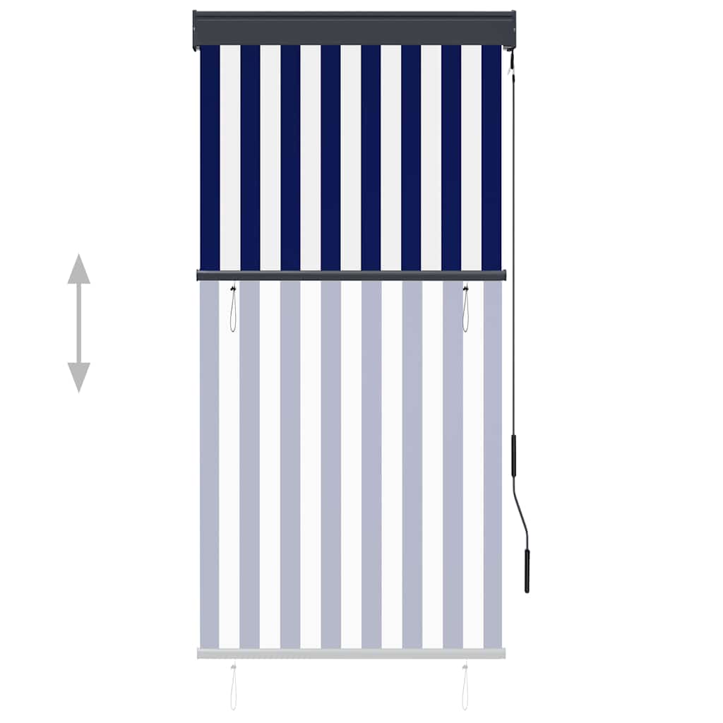 Outdoor Roller Blind 80x250 cm Blue and White