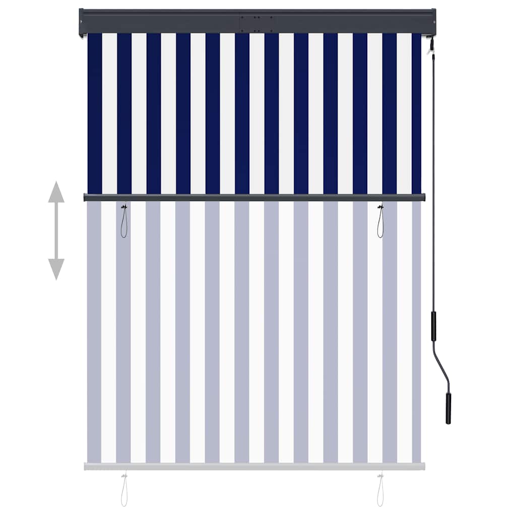 Outdoor Roller Blind 120x250 cm Blue and White