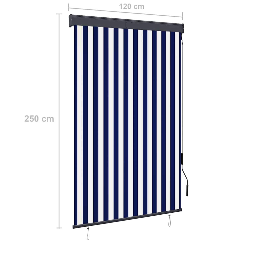 Outdoor Roller Blind 120x250 cm Blue and White