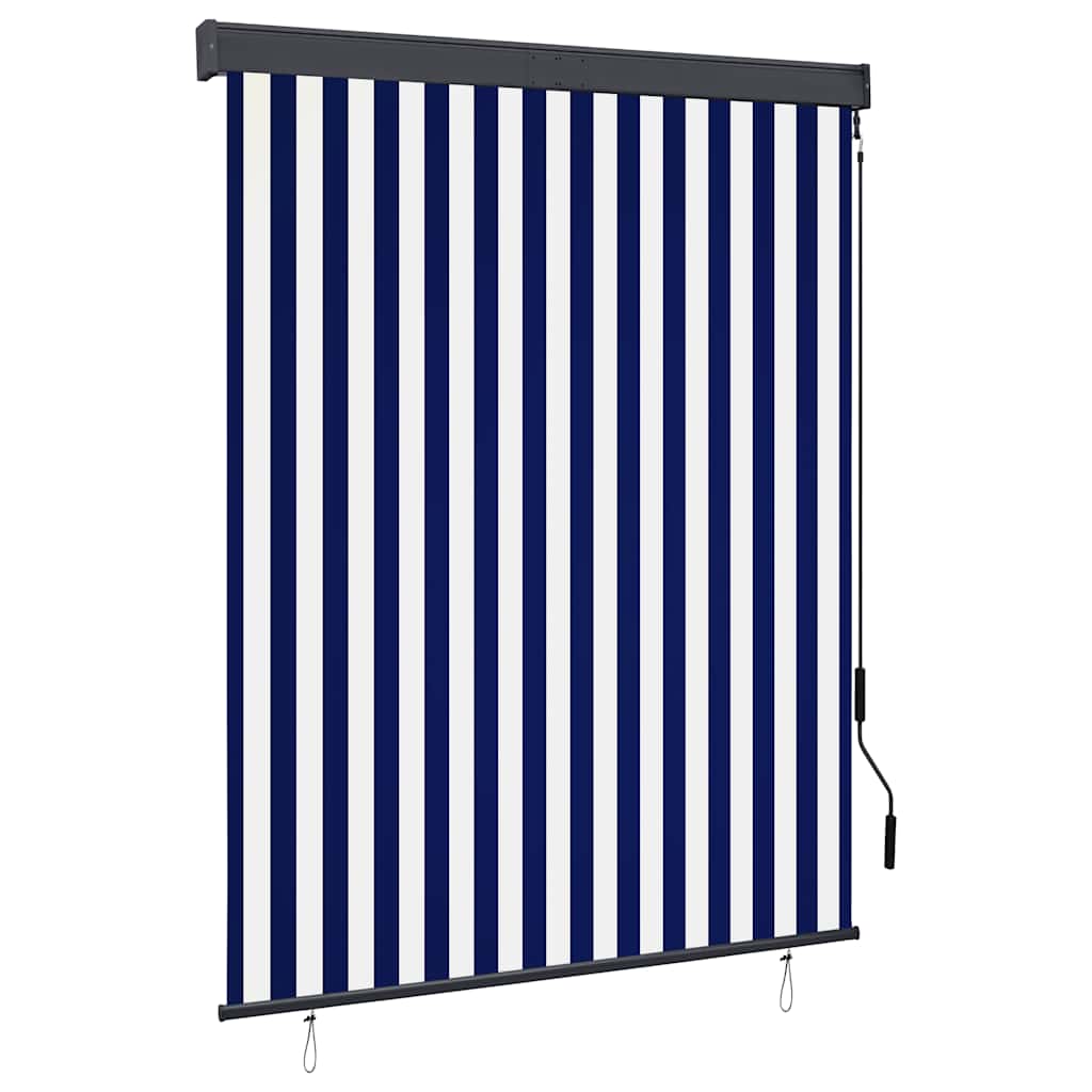 Outdoor Roller Blind 140x250 cm Blue and White