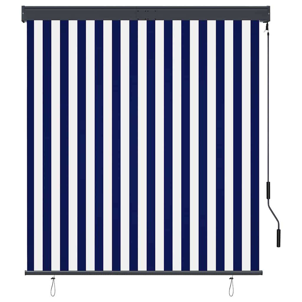 Outdoor Roller Blind 140x250 cm Blue and White