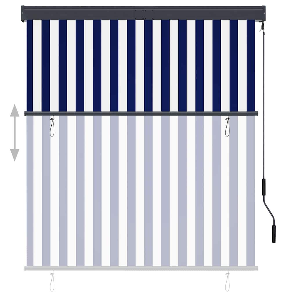 Outdoor Roller Blind 140x250 cm Blue and White