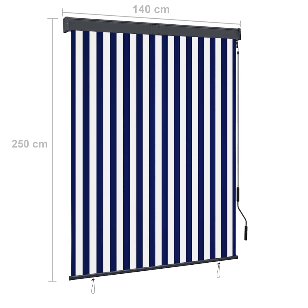 Outdoor Roller Blind 140x250 cm Blue and White
