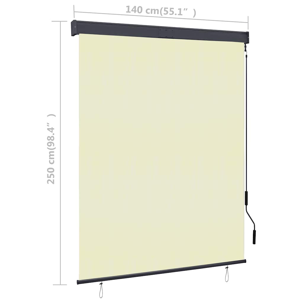 Outdoor Roller Blind 140x250 cm Cream