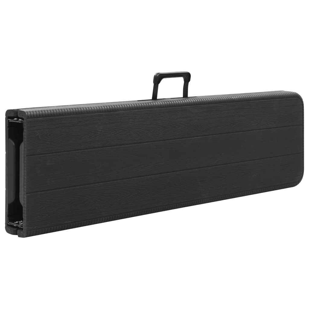 Folding Garden Benches 2 pcs 180 cm HDPE Black