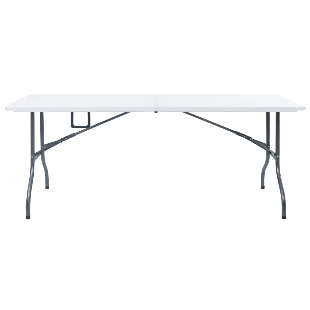 Folding Garden Table with 2 Benches 180 cm Steel and HDPE White