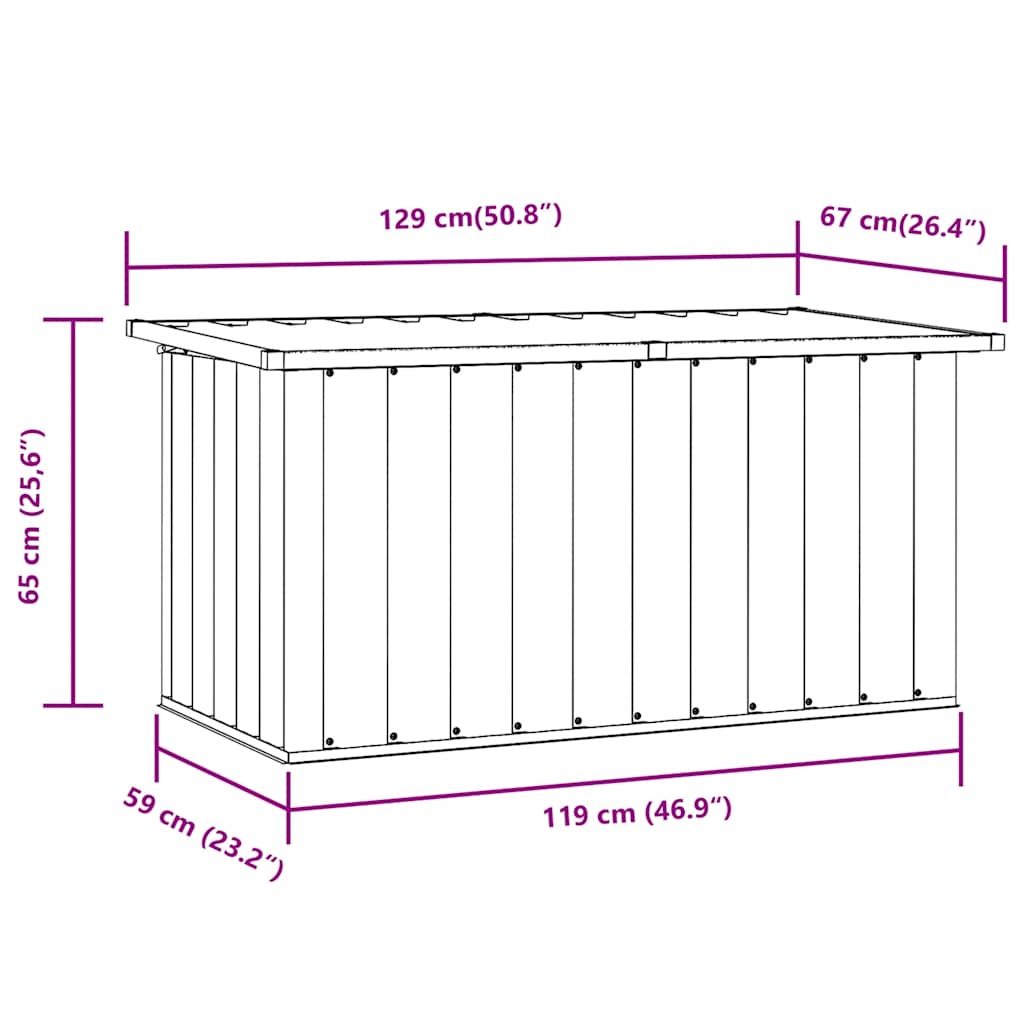 Garden Storage Box Brown 129x67x65 cm