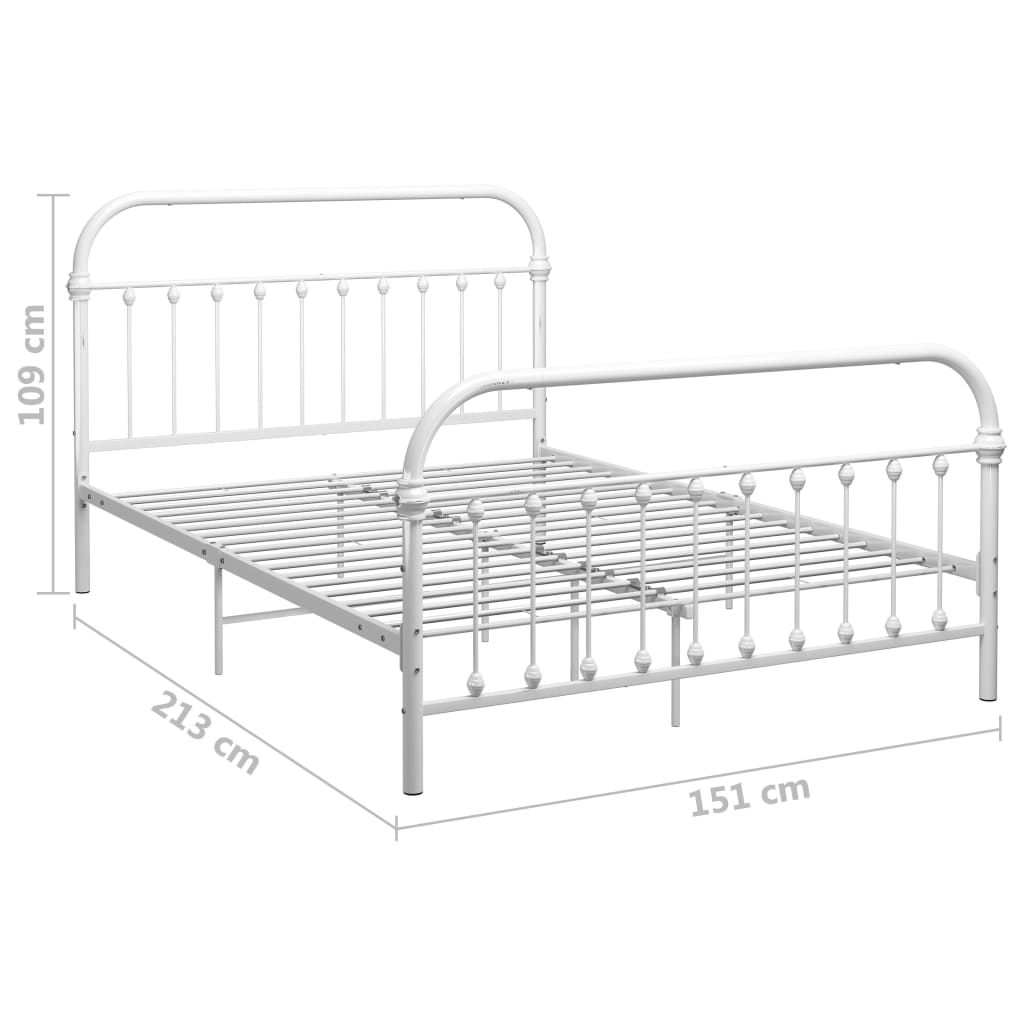 284495 vidaXL Bed Frame without Mattress White Metal 140x200 cm