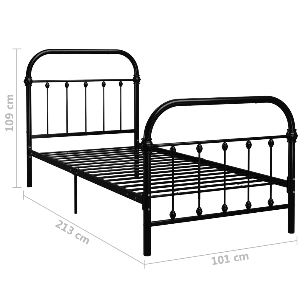 284498 vidaXL Bed Frame without Mattress Black Metal 90x200 cm