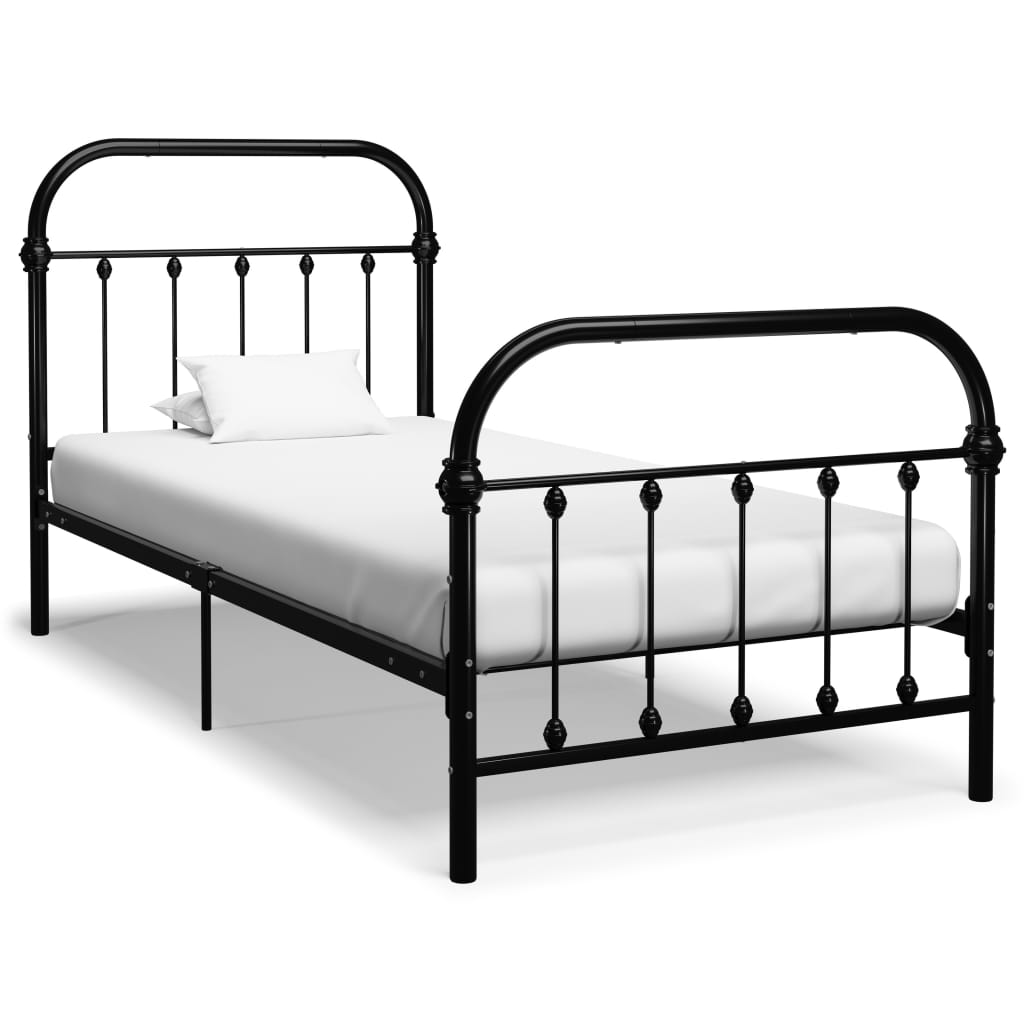 284499 vidaXL Bed Frame without Mattress Black Metal 100x200 cm