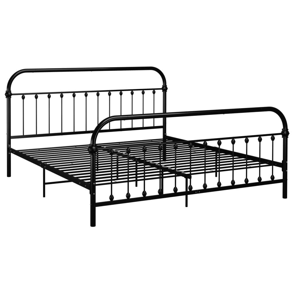 Bed Frame without Mattress with Headboard Black 180x200 cm Super King Metal