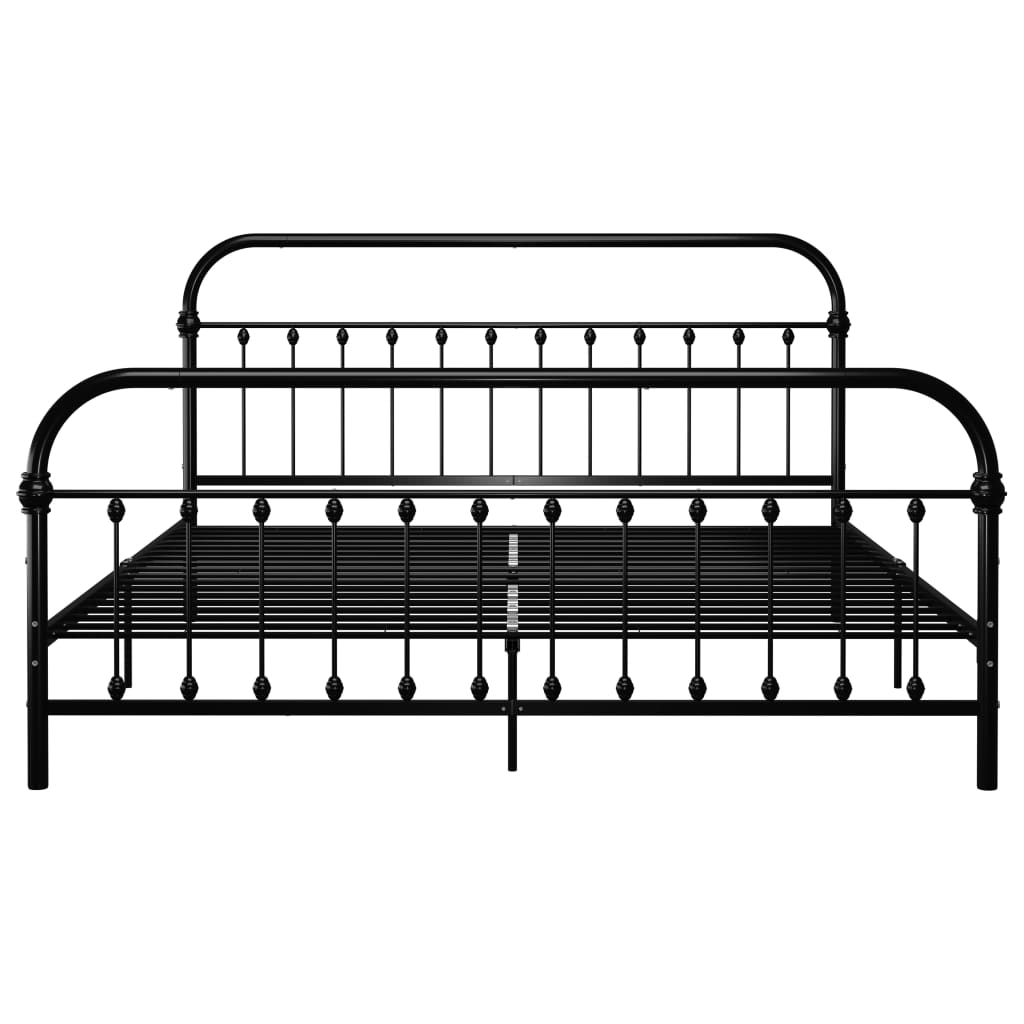 Bed Frame without Mattress with Headboard Black 180x200 cm Super King Metal