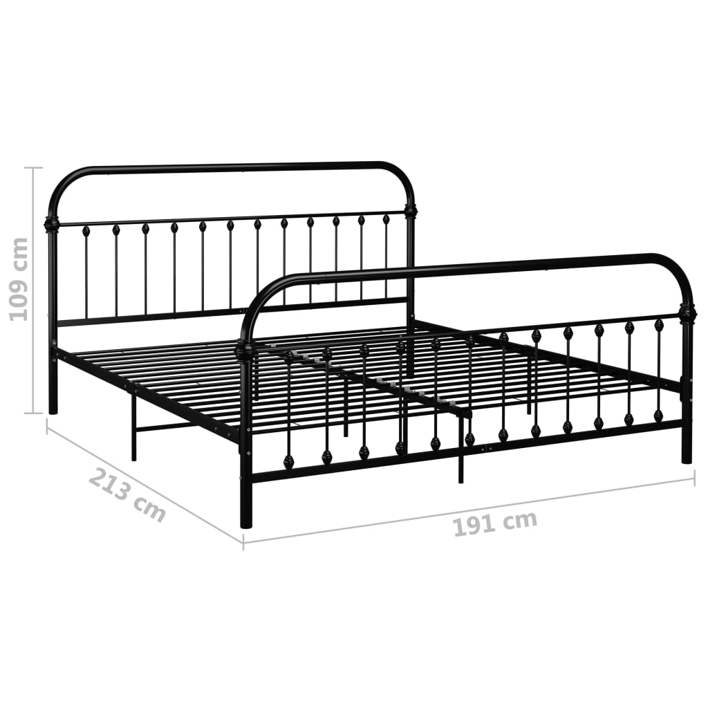 Bed Frame without Mattress with Headboard Black 180x200 cm Super King Metal