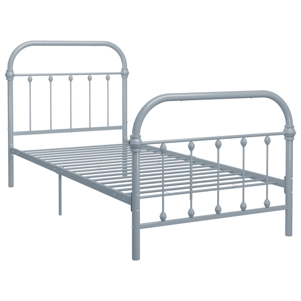 284504 vidaXL Bed Frame without Mattress Grey Metal 90x200 cm
