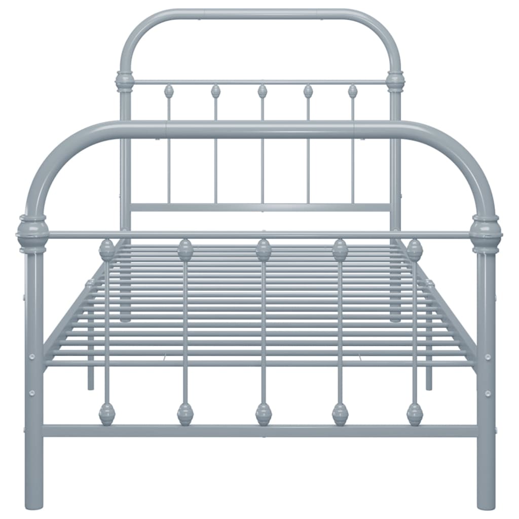 284504 vidaXL Bed Frame without Mattress Grey Metal 90x200 cm