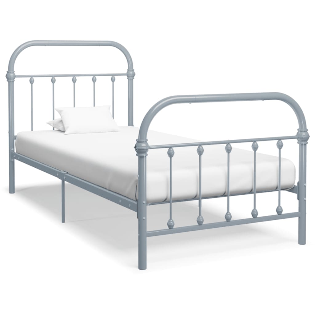 284505 vidaXL Bed Frame without Mattress Grey Metal 100x200 cm