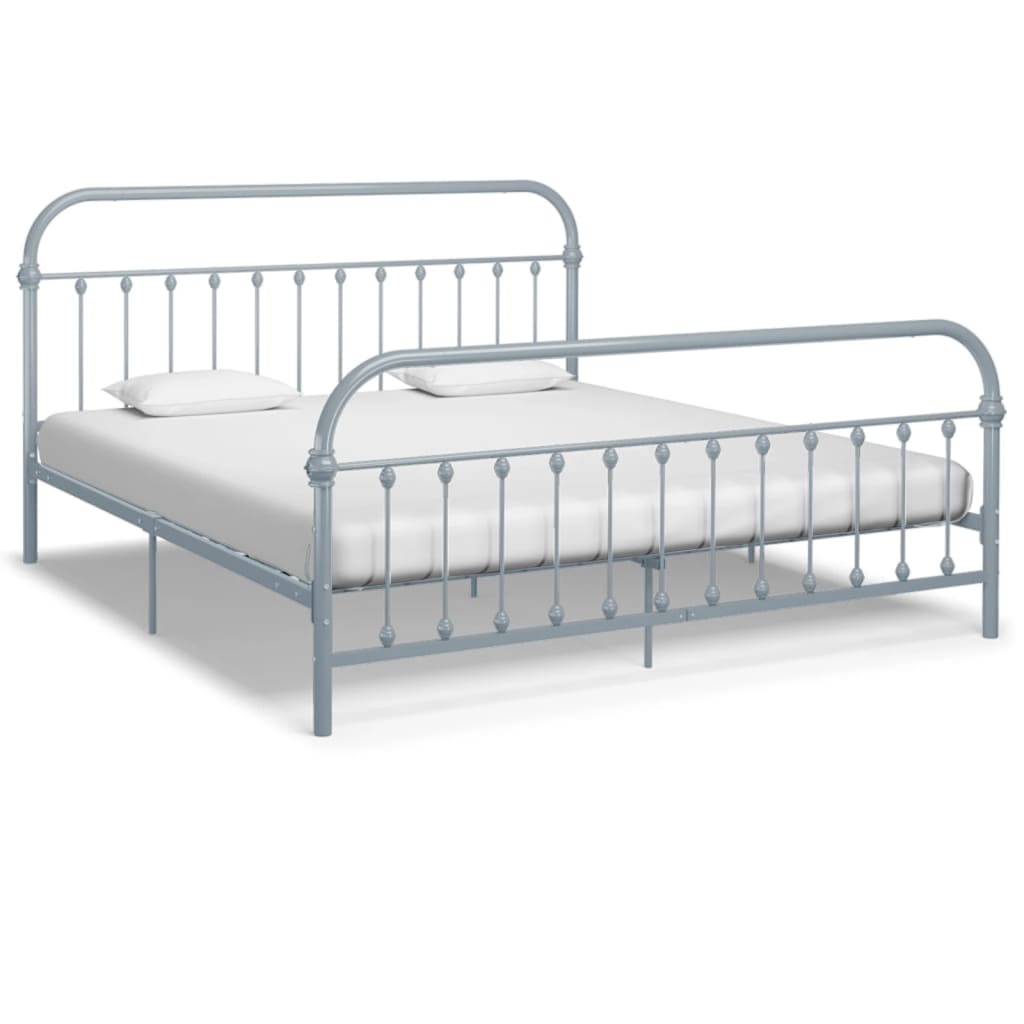 284509 vidaXL Bed Frame without Mattress Grey Metal 180x200 cm Super King