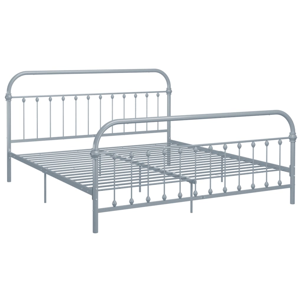 284509 vidaXL Bed Frame without Mattress Grey Metal 180x200 cm Super King