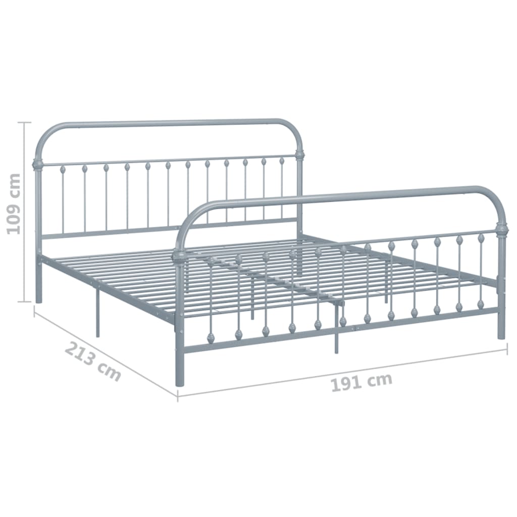 284509 vidaXL Bed Frame without Mattress Grey Metal 180x200 cm Super King
