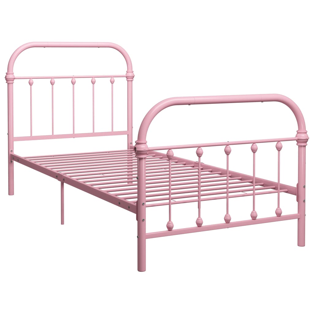284510 vidaXL Bed Frame without Mattress Pink Metal 90x200 cm
