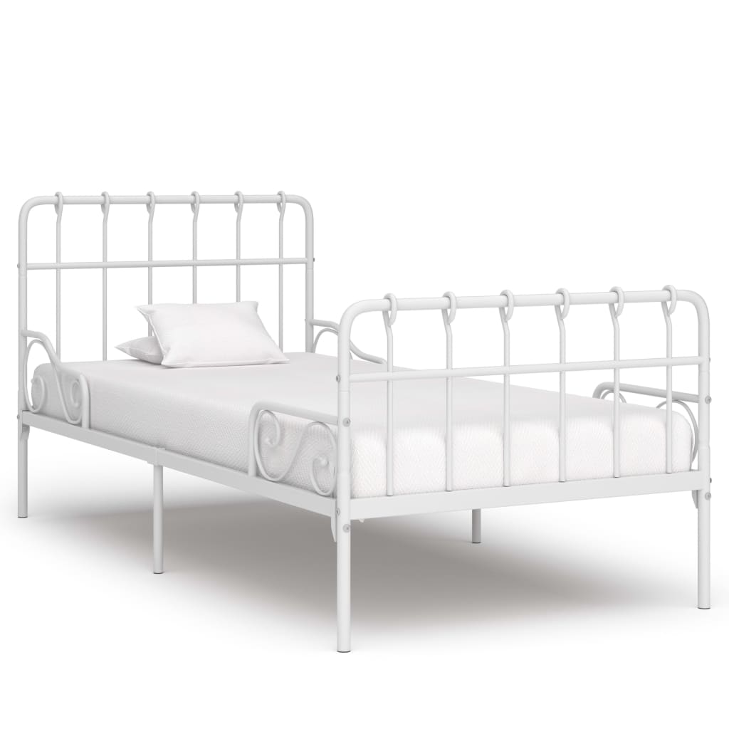 Bed Frame without Mattress with Slatted Base White Metal 90x200 cm