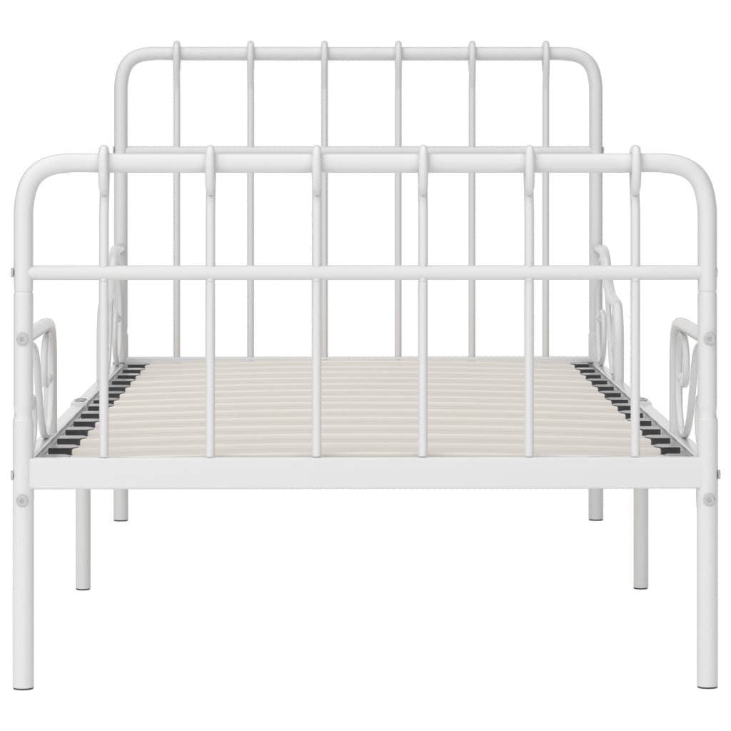 Bed Frame without Mattress with Slatted Base White Metal 90x200 cm