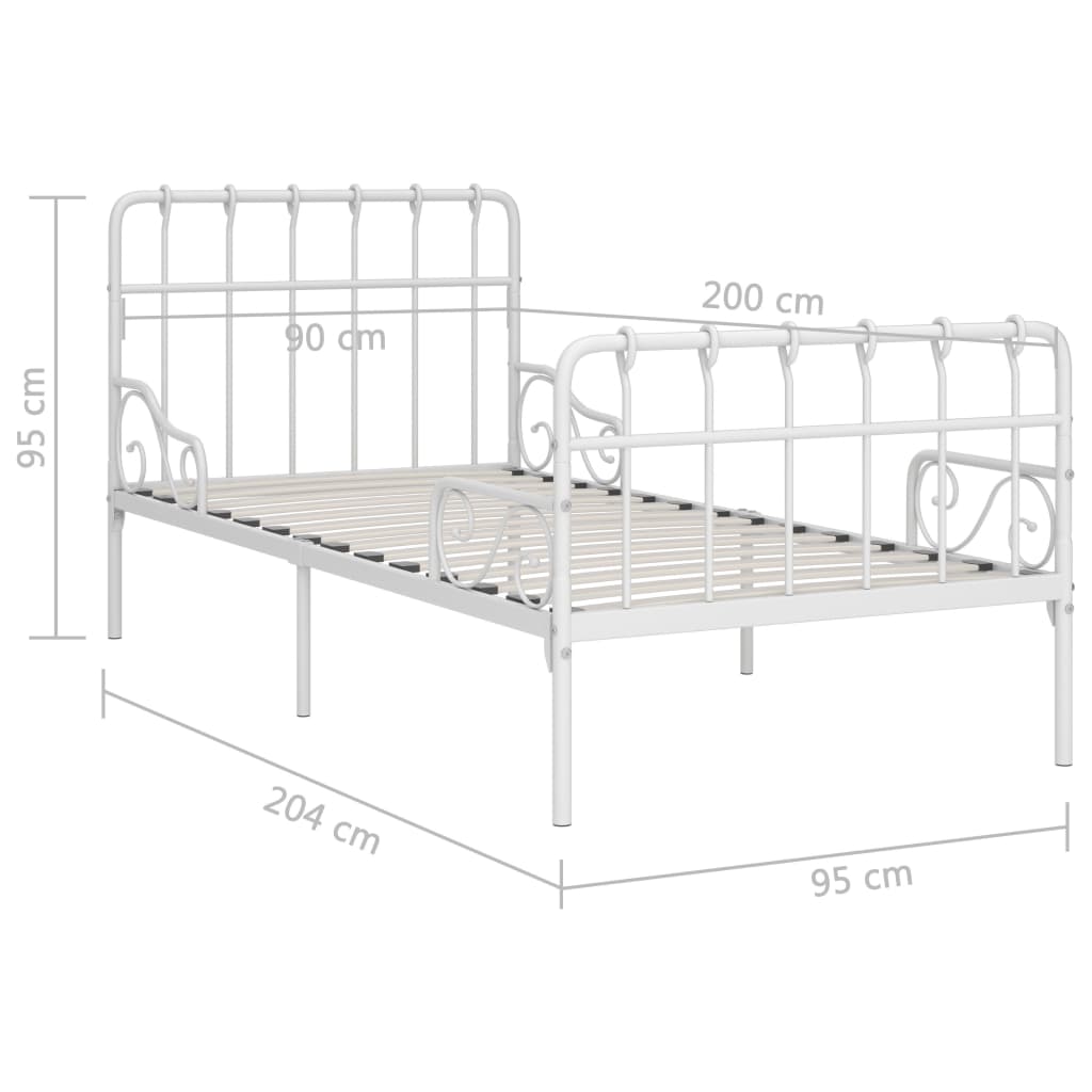 Bed Frame without Mattress with Slatted Base White Metal 90x200 cm