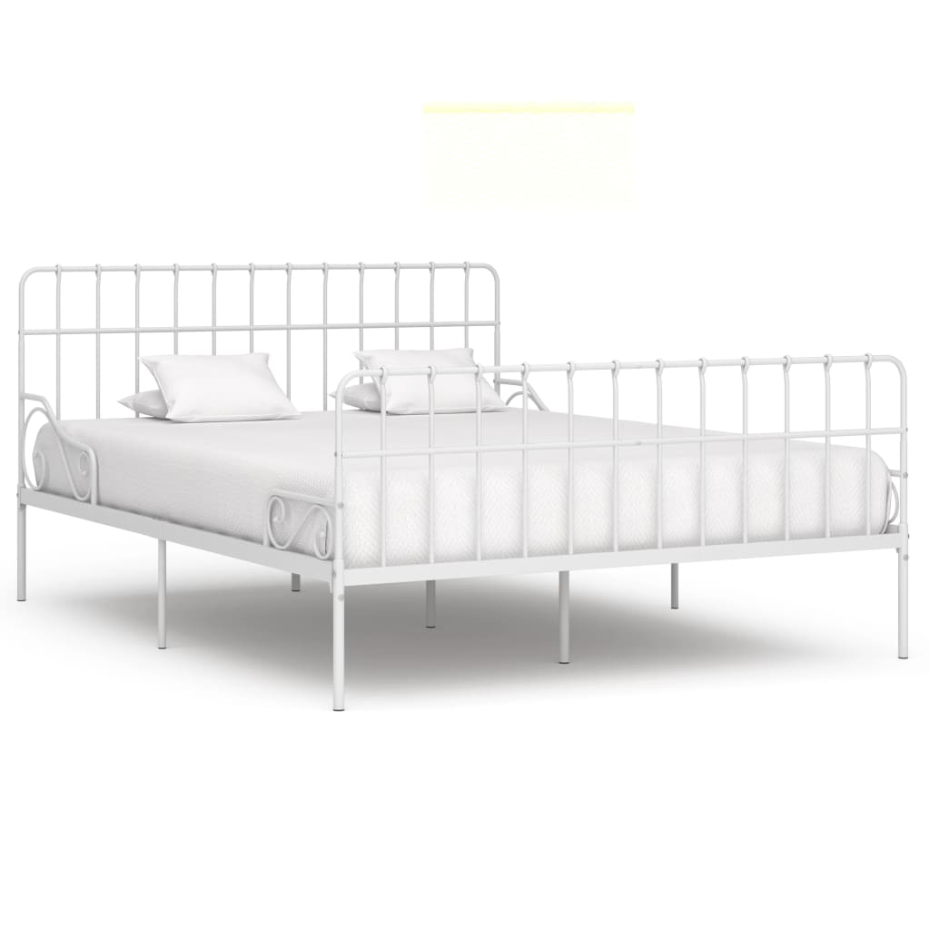 Bed Frame without Mattress with Slatted Base White Metal 200x200 cm