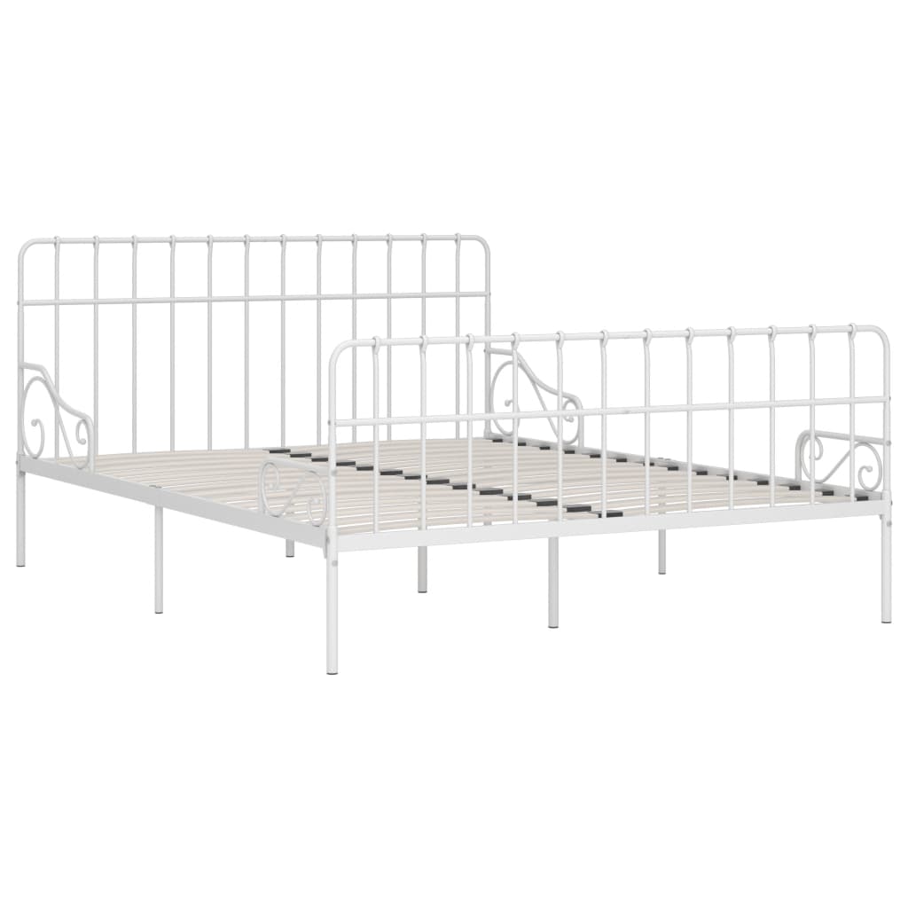 Bed Frame without Mattress with Slatted Base White Metal 200x200 cm