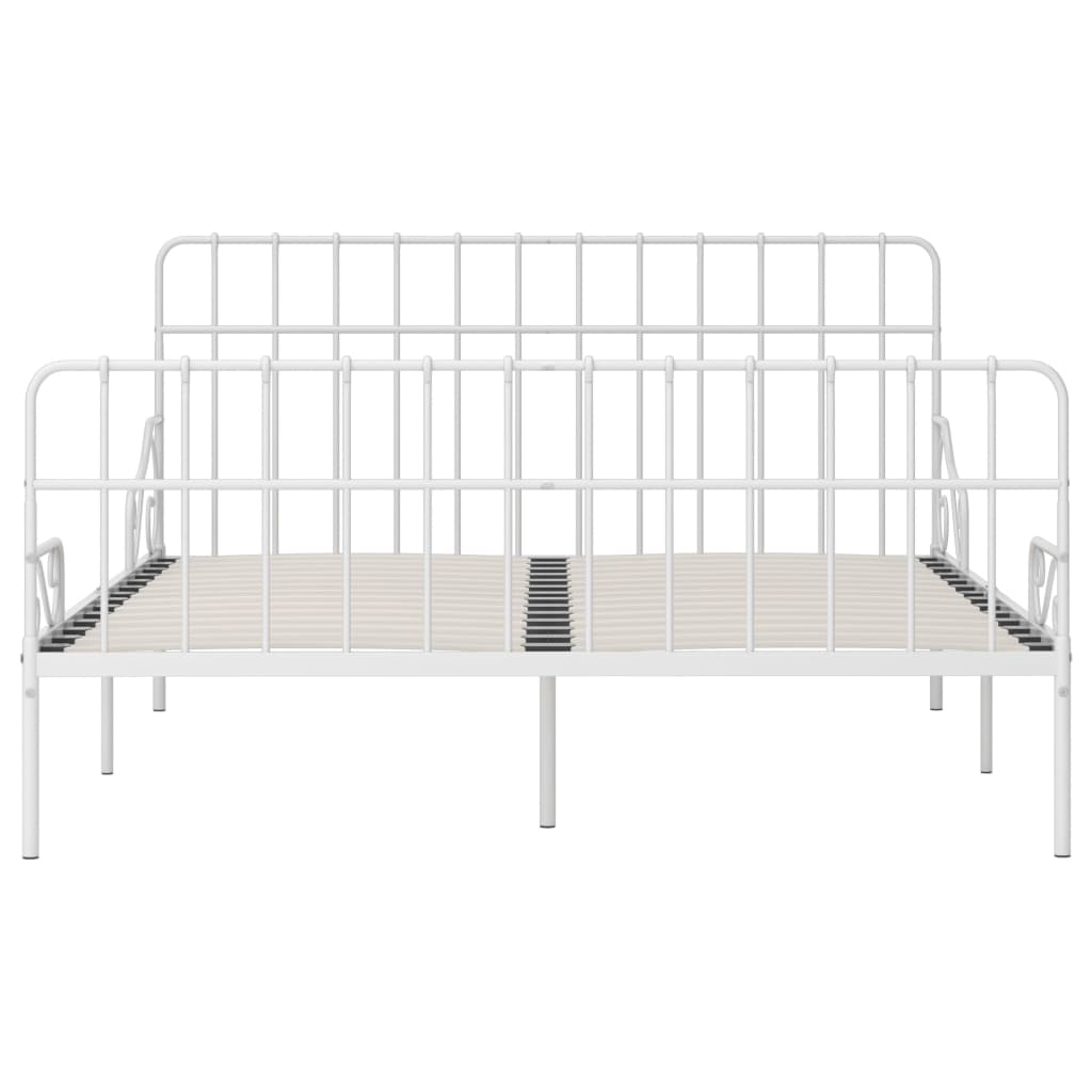 Bed Frame without Mattress with Slatted Base White Metal 200x200 cm