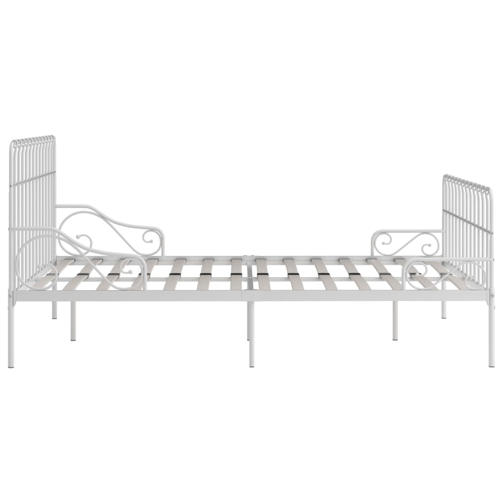 Bed Frame without Mattress with Slatted Base White Metal 200x200 cm